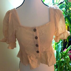Smocked cream top